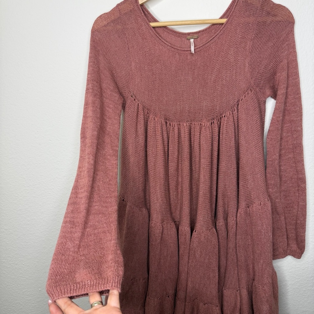 Free People Midnight Ruffles Swingy Tiered Tunic Sweater Top - Picture 4 of 6